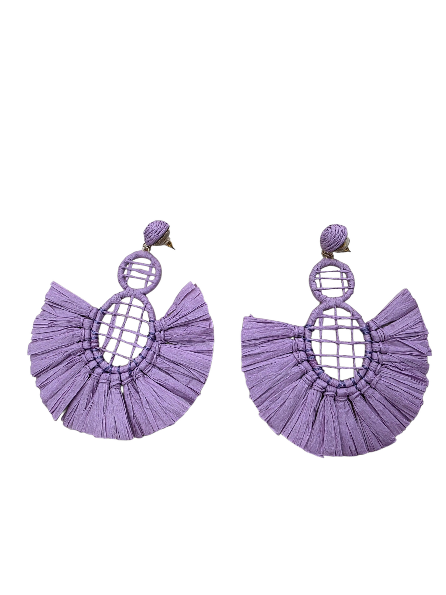 Maxi Pendientes Rafia Lila