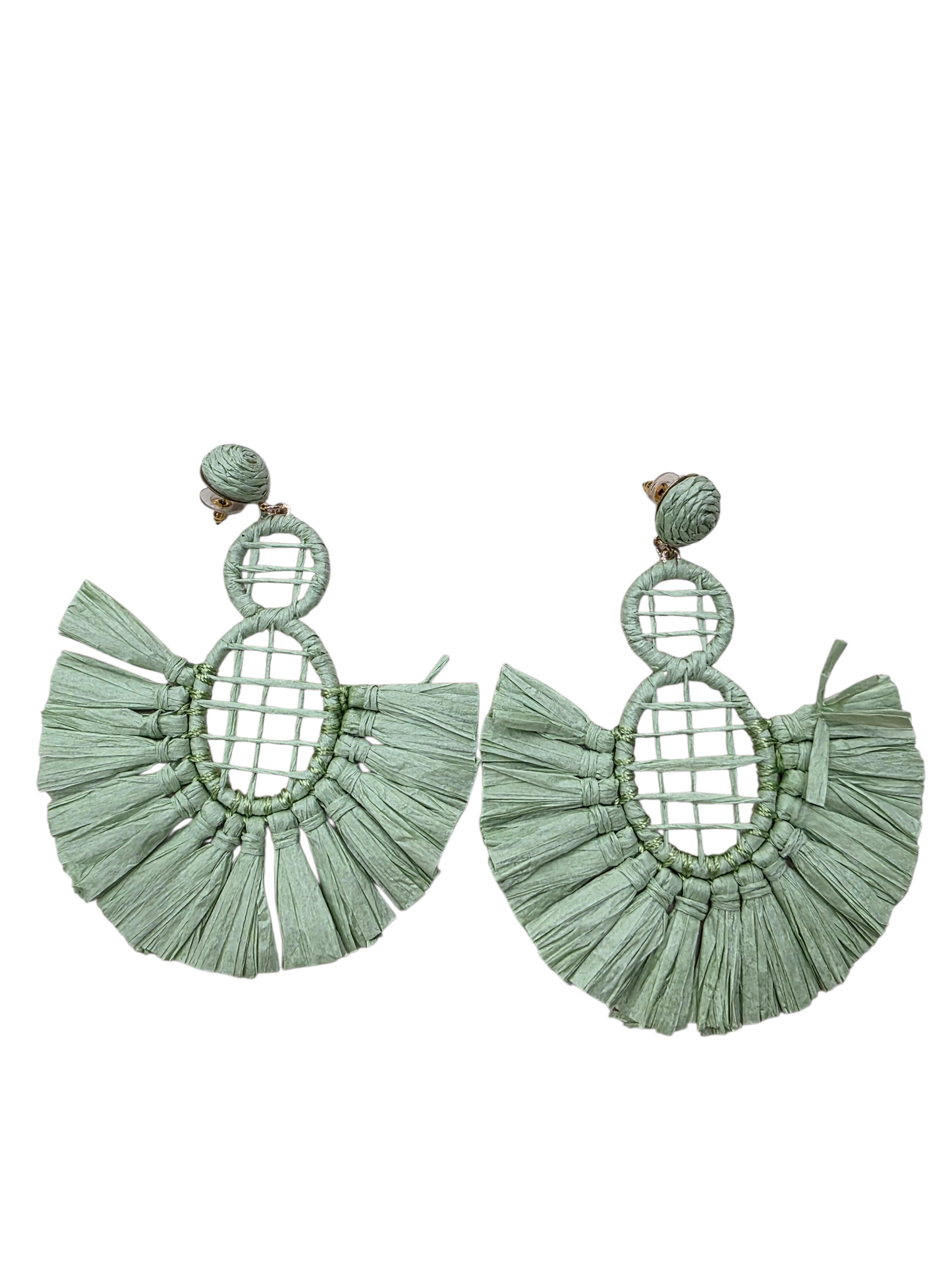 Maxi Pendientes Rafia Verde Salvia