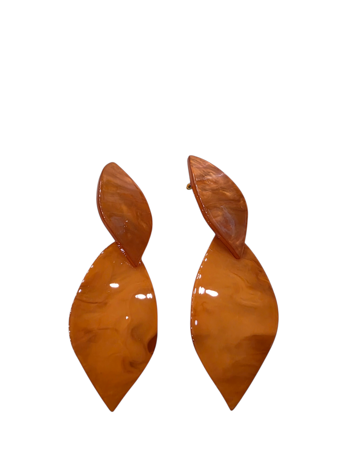 Pendientes Doble Hoja Acrílico Naranja