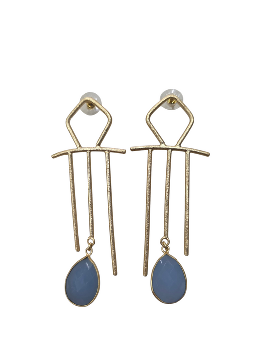 Pendientes Ankh Ágata Azul
