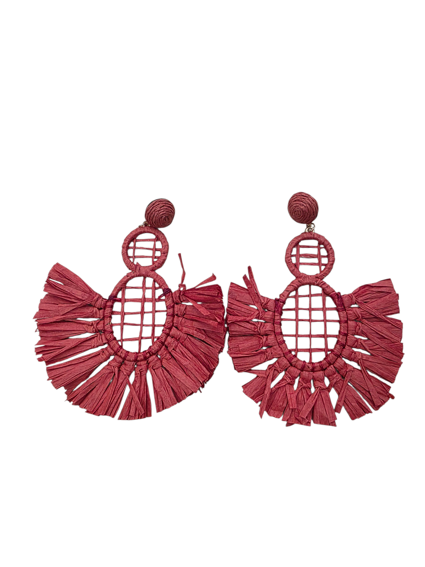 Maxi Pendientes Rafia Rojo