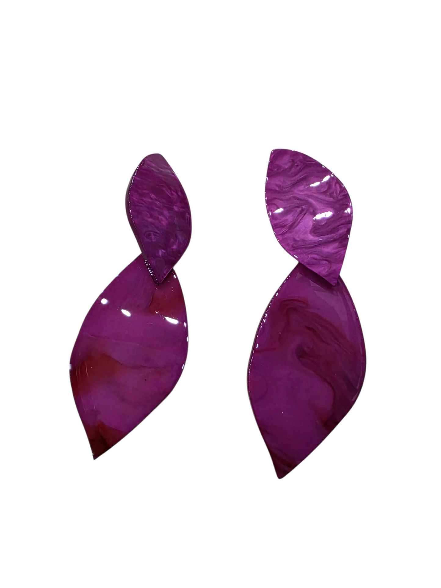 Pendientes Doble Hoja Acrílico Fucsia
