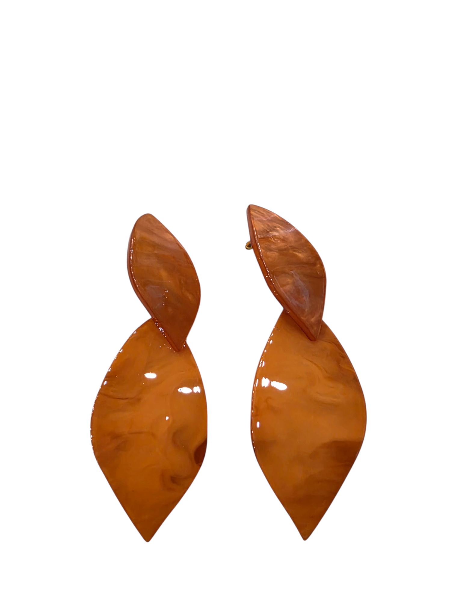 Pendientes Doble Hoja Acrílico Naranja
