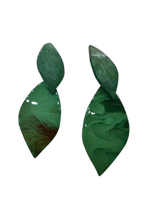 Pendientes Doble Hoja Acrílico Verde