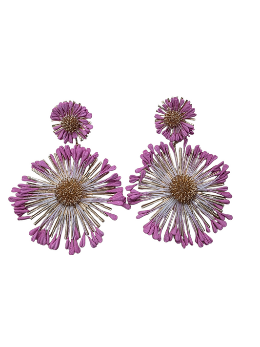 Pendientes Flor Rafia Negro