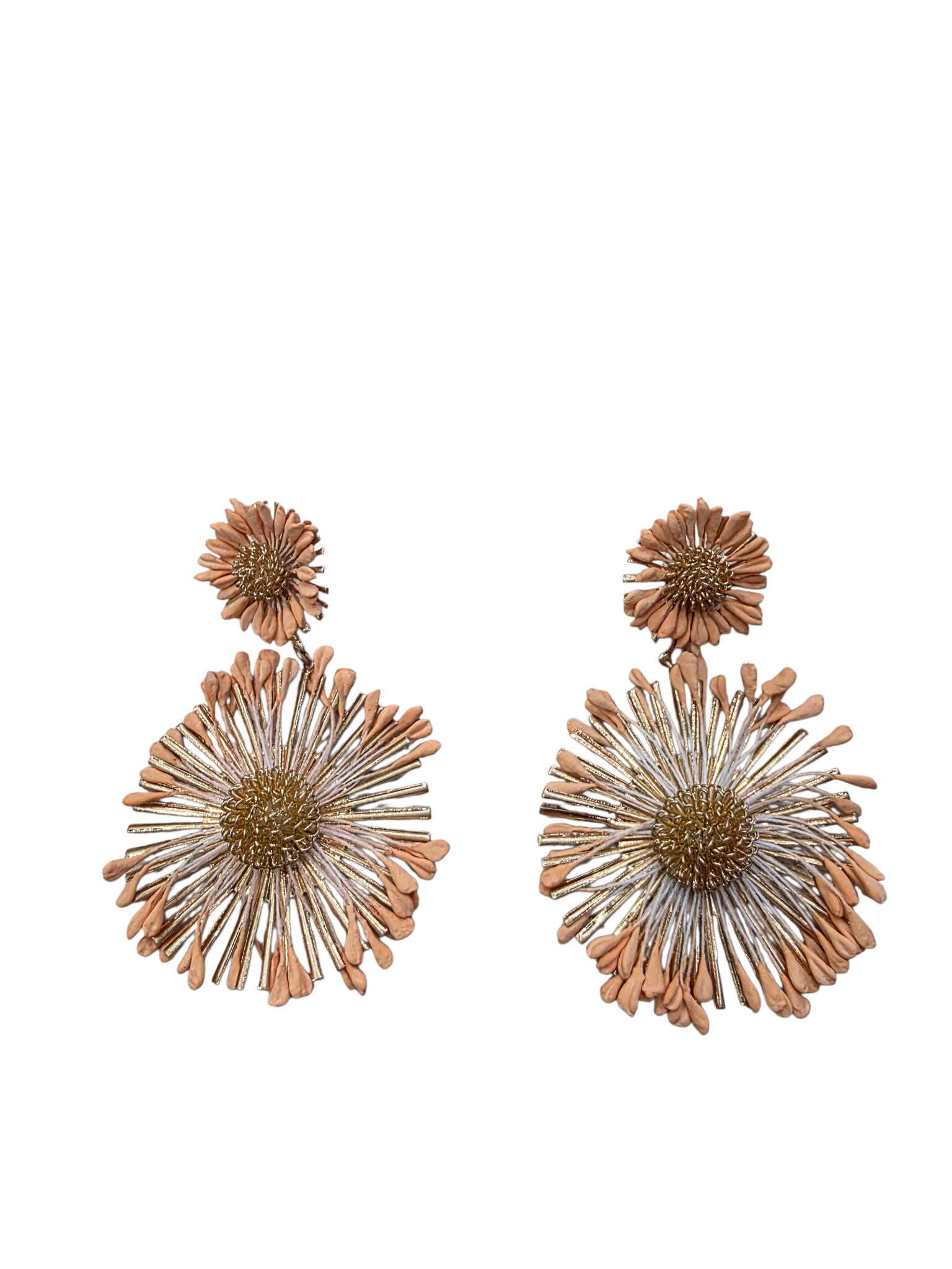 Pendientes Flor Rafia Coral - vista 4