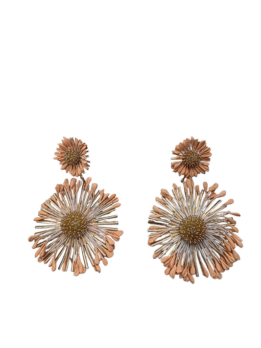 Pendientes Flor Rafia Coral - vista 4