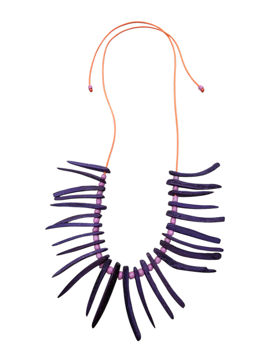 Collar Madera Púrpura Rocalla