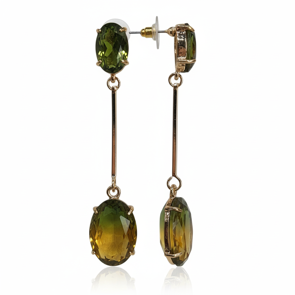 Pendientes Oliva con cristal degradado - Vista lateral