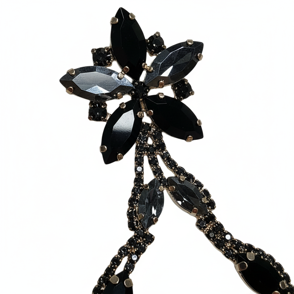 Pendientes Nero con cristales negros - Detalle