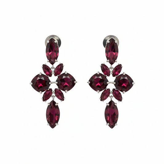 Pendientes Rubino con cristales burdeos - Vista frontal