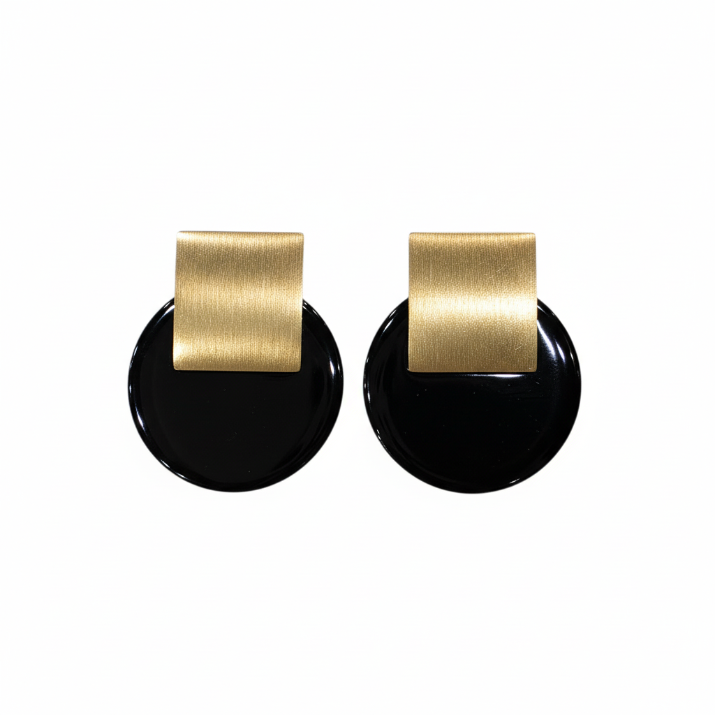 Pendientes Mia con esmalte negro - Vista frontal
