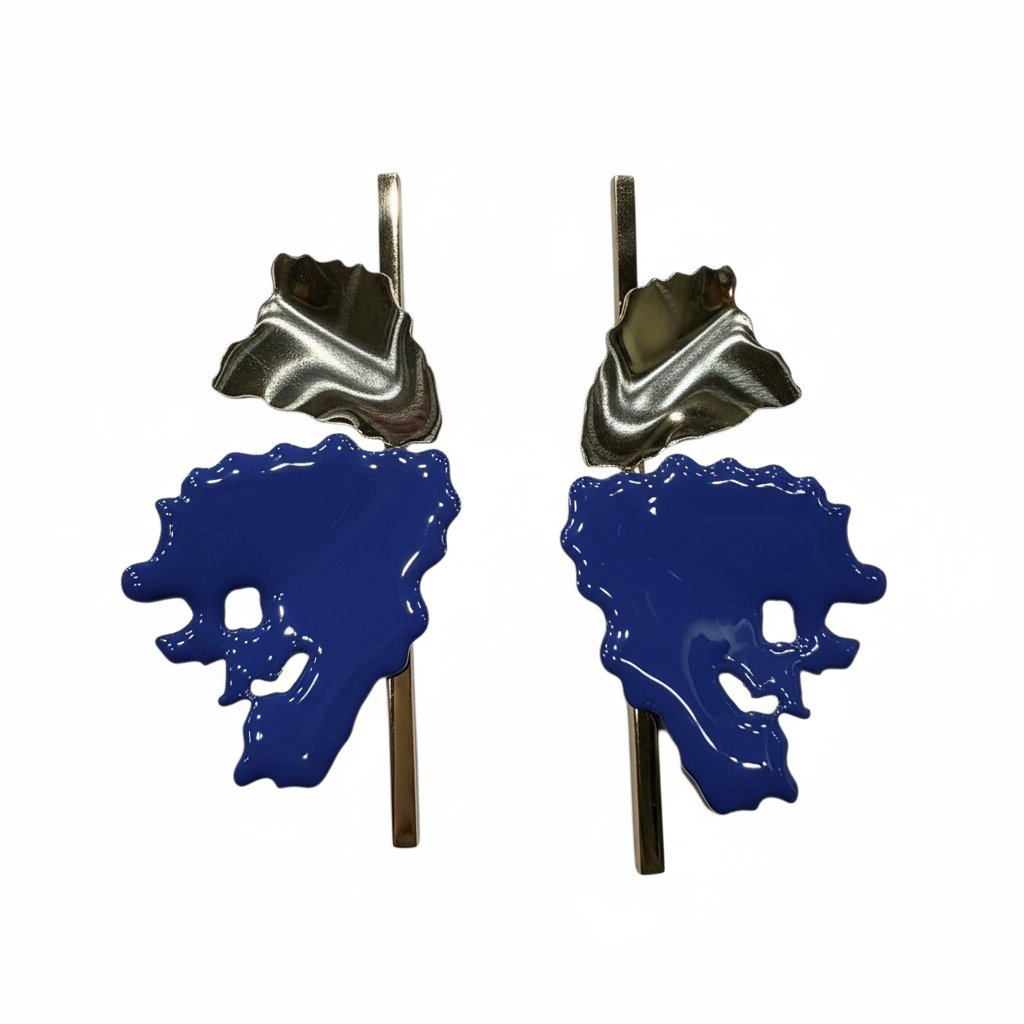 Pendientes Serena con esmalte azul - Vista frontal