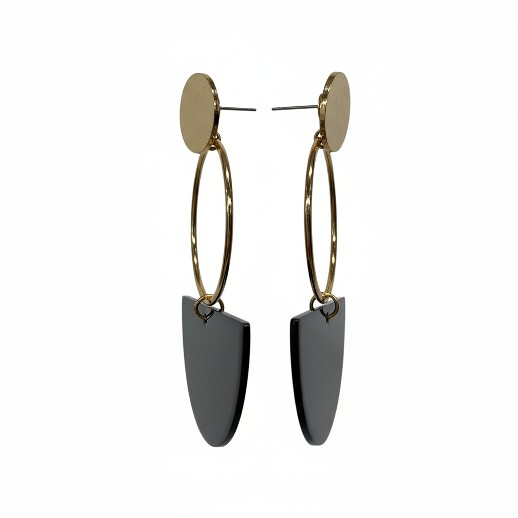 Pendientes Nera con esmalte negro - Vista lateral