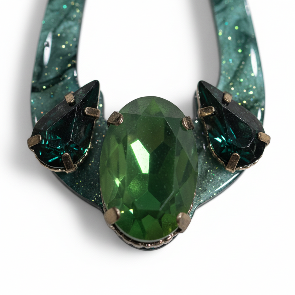 Pendientes Smeraldo con acrílico verde - Detalle