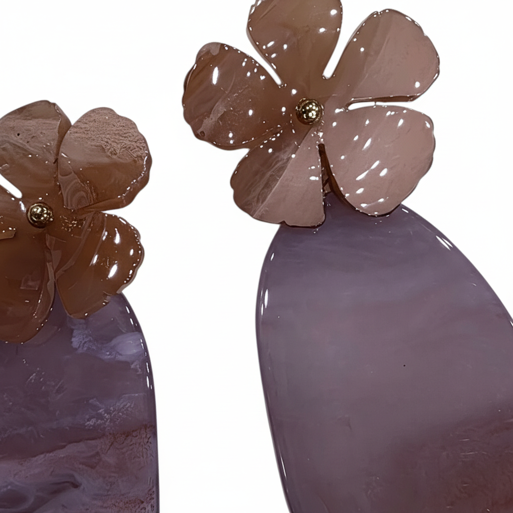 Pendientes Fiore con flor acrílica - Detalle