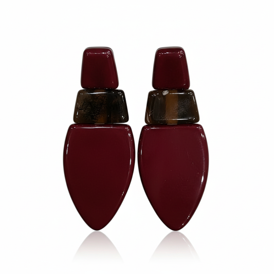 Pendientes Vino con acrílico satinado - Vista tres cuartos