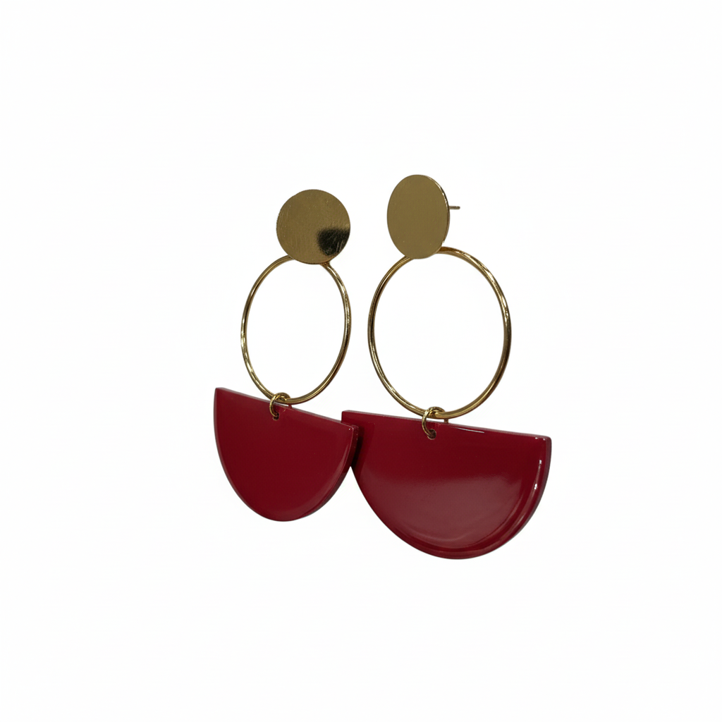 Pendientes Rosso con esmalte rojo - Vista lateral