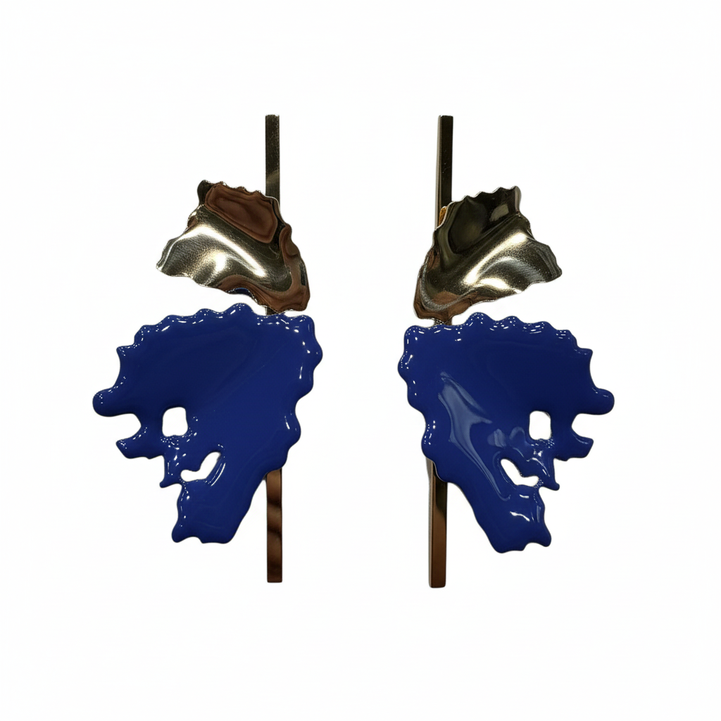 Pendientes Serena con esmalte azul - Vista lateral