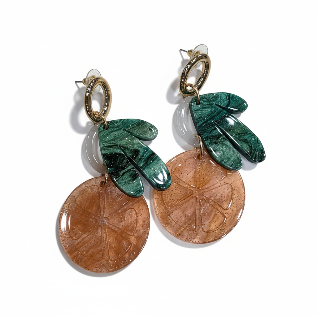 Pendientes Ananas con diseño de piña - Vista tres cuartos