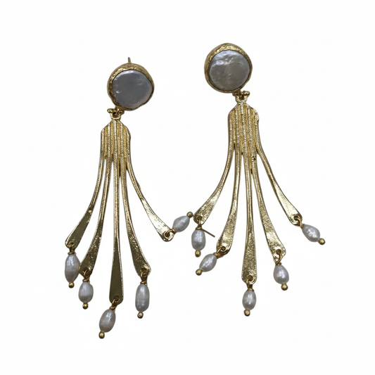 Pendientes Cascada con flecos - Vista frontal