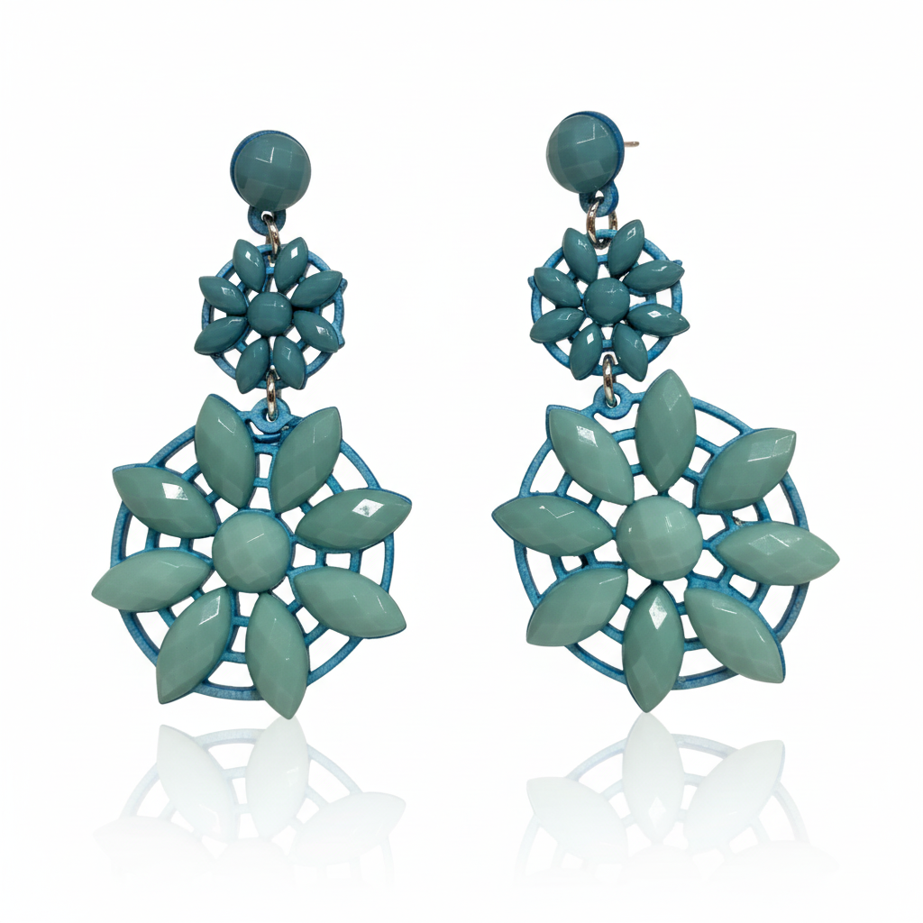 Pendientes Turchese con diseño geométrico - Detalle