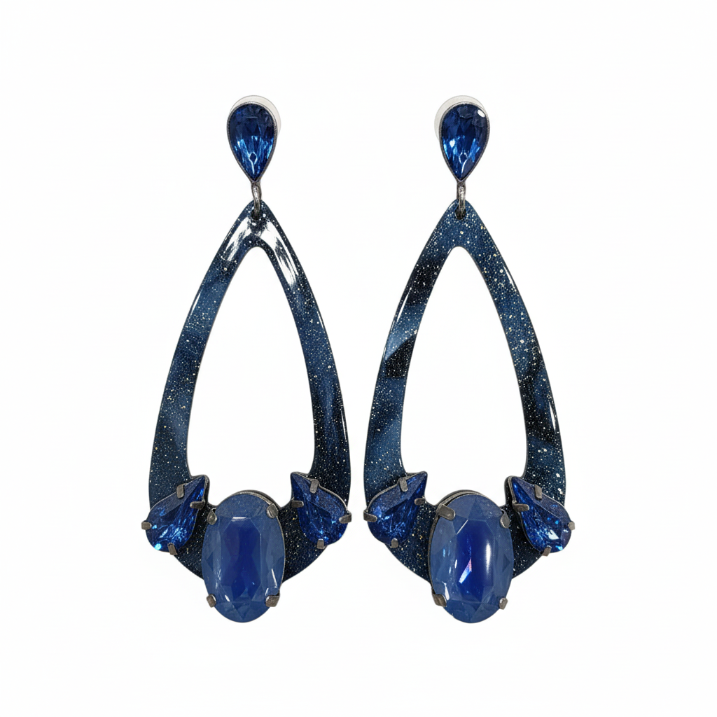 Pendientes Oceano con acrílico azul - Vista frontal