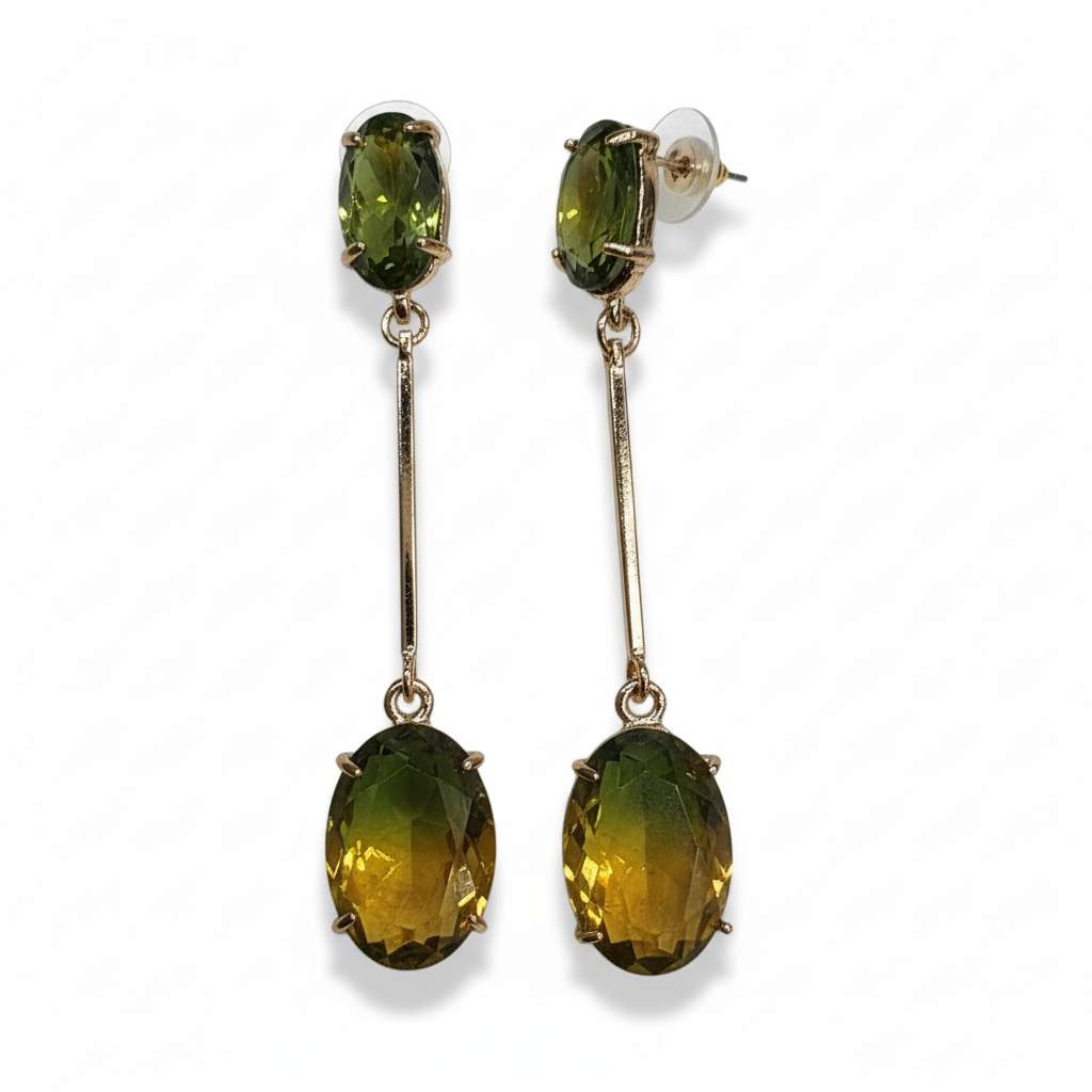 Pendientes Oliva con cristal degradado - Vista tres cuartos