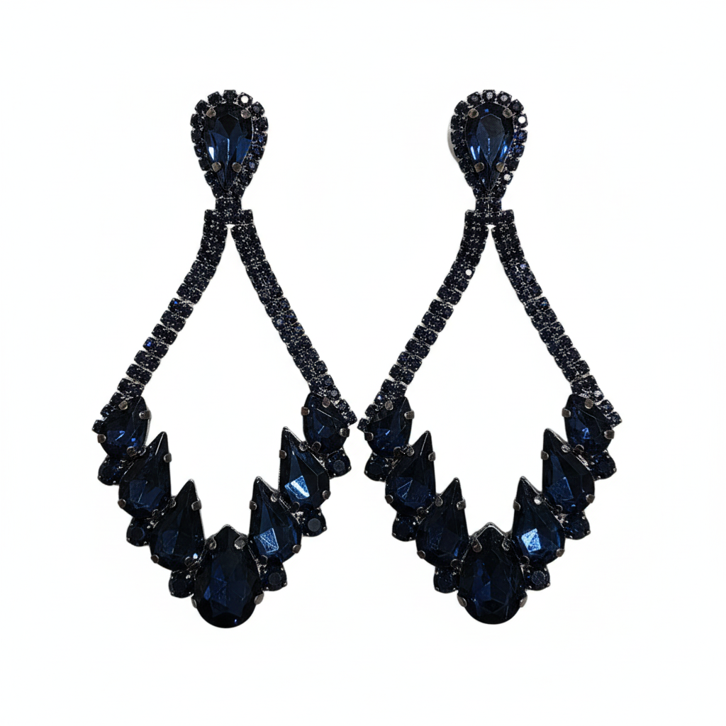 Pendientes Zaffiro con cristales azules - Vista lateral