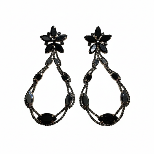 Pendientes Nero con cristales negros - Vista frontal