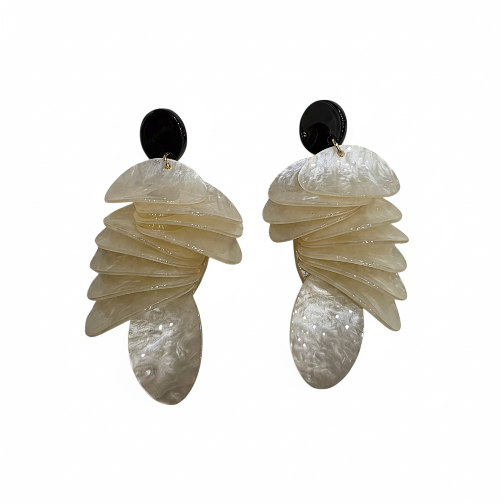 Pendientes Petalo con pétalos acrílicos - Vista frontal