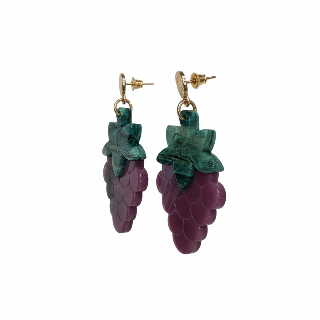 Pendientes Uva con diseño de racimo - Vista lateral