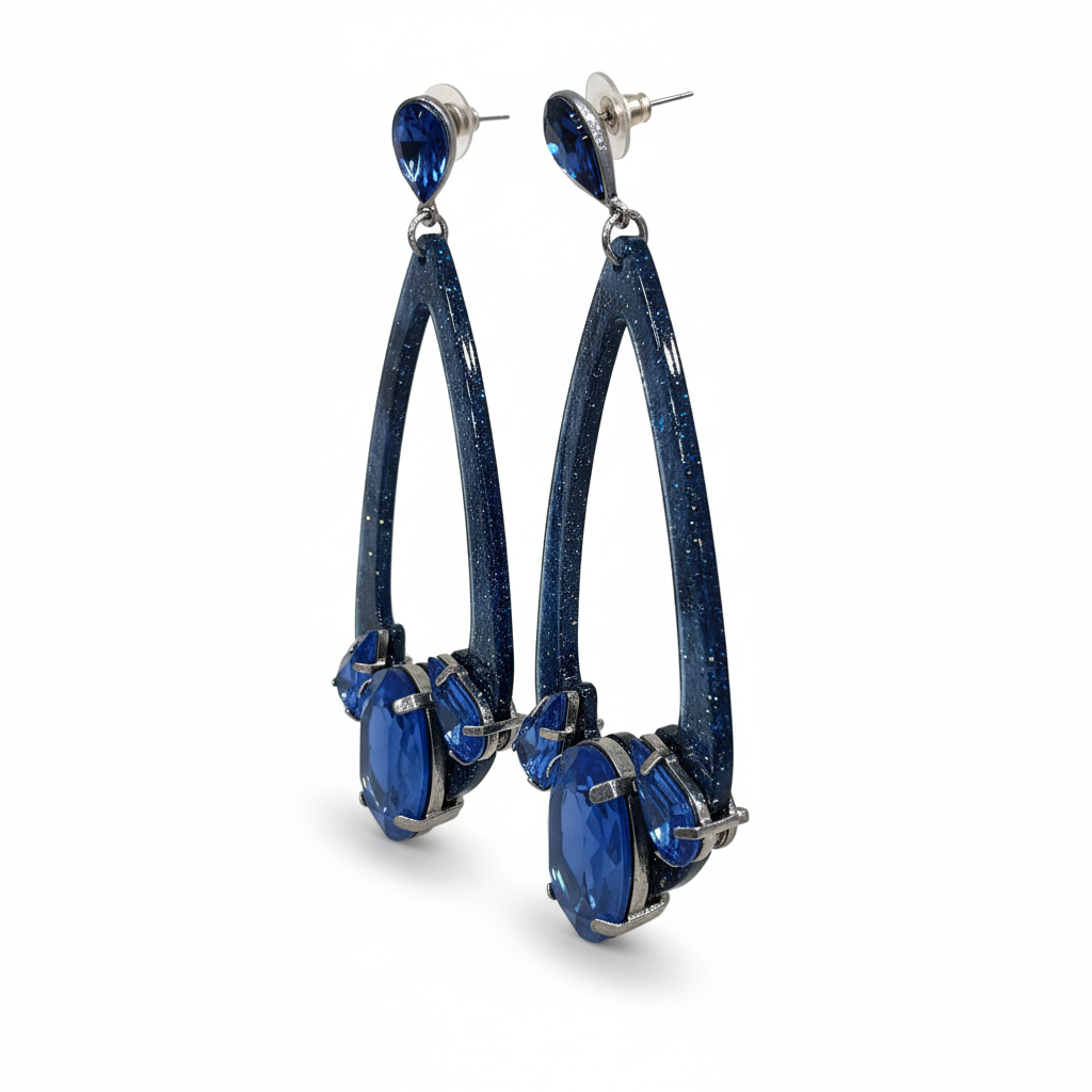 Pendientes Oceano con acrílico azul - Vista lateral