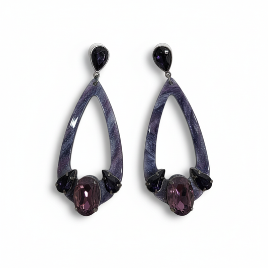 Pendientes Ametista con acrílico morado - Vista frontal