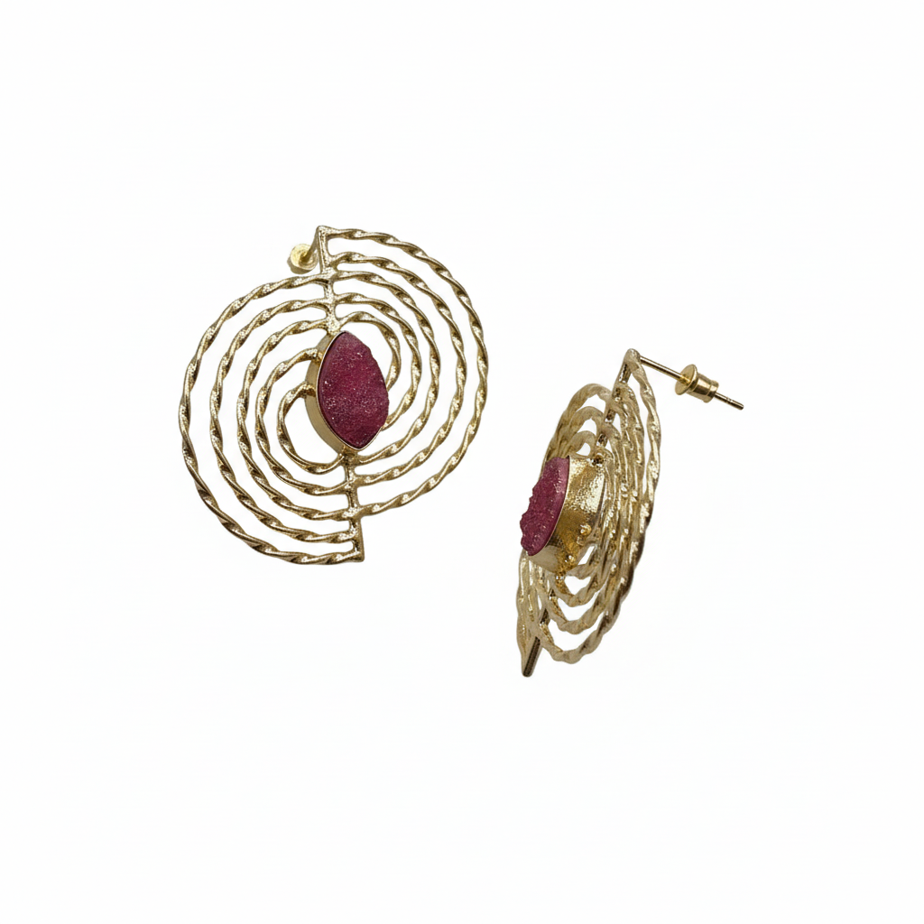 Pendientes Agata Rosa - Vista lateral