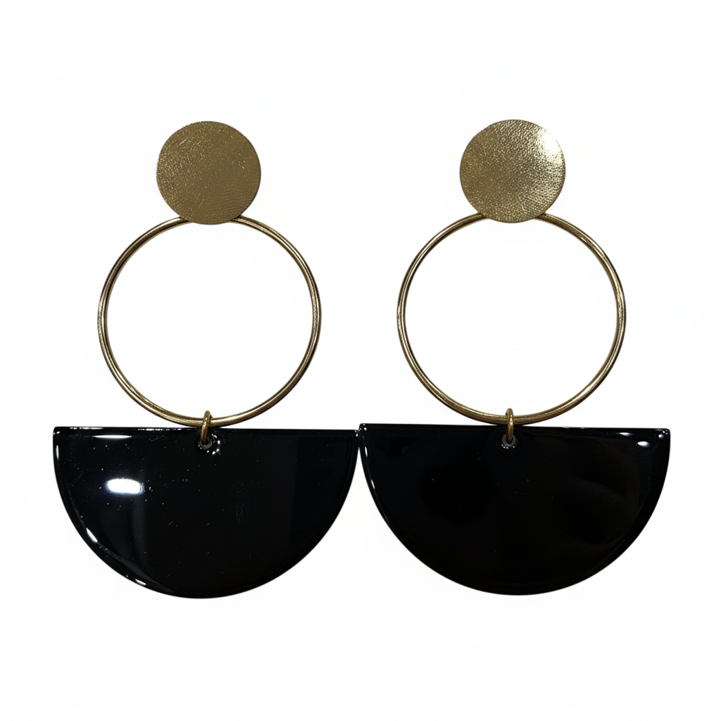 Pendientes Nera con esmalte negro - Vista frontal