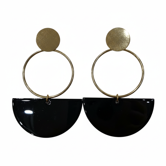 Pendientes Nera con esmalte negro - Vista frontal
