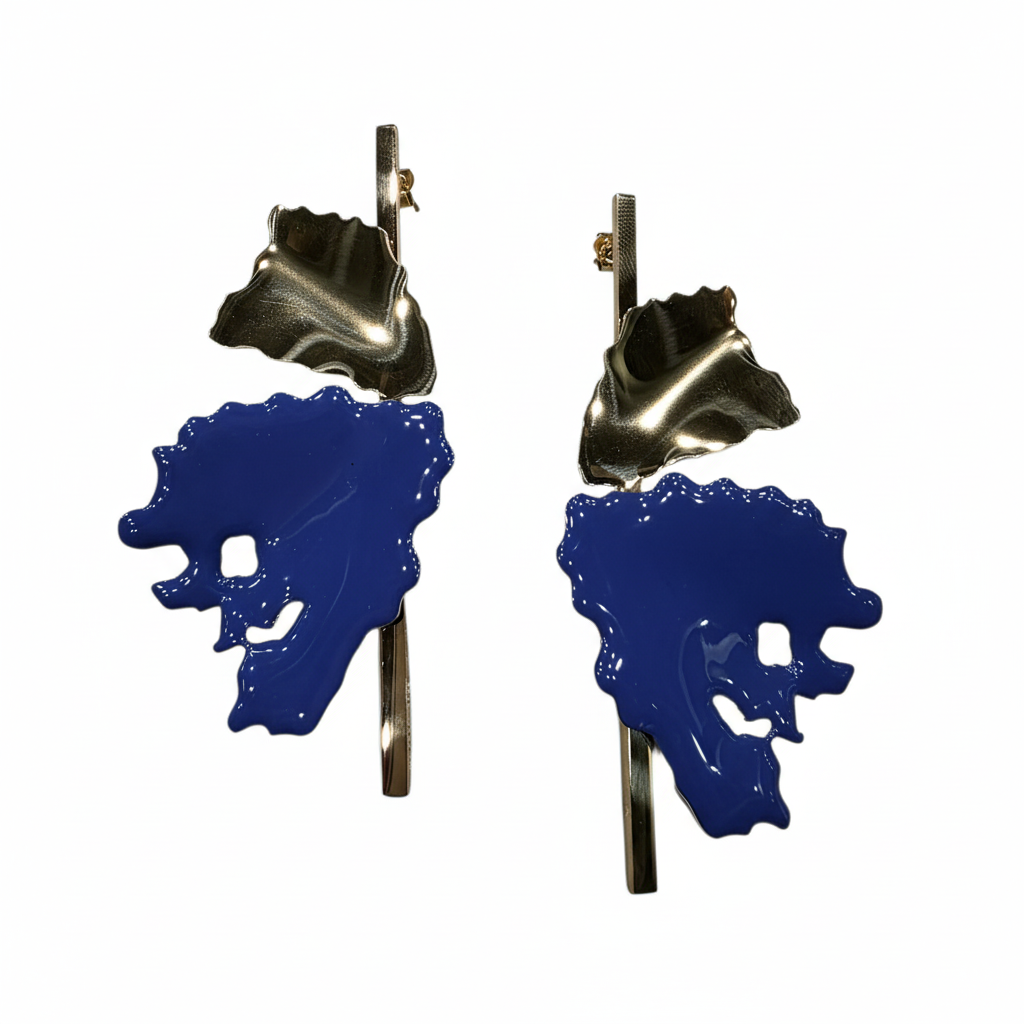 Pendientes Serena con esmalte azul - Vista tres cuartos