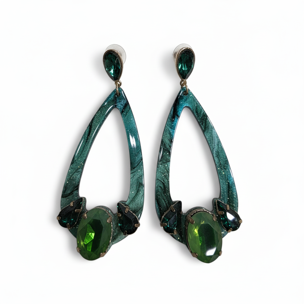Pendientes Smeraldo con acrílico verde - Vista frontal