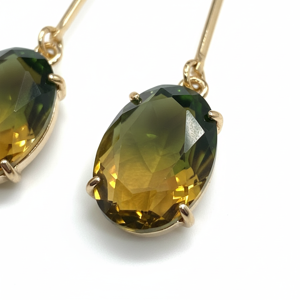 Pendientes Oliva con cristal degradado - Detalle