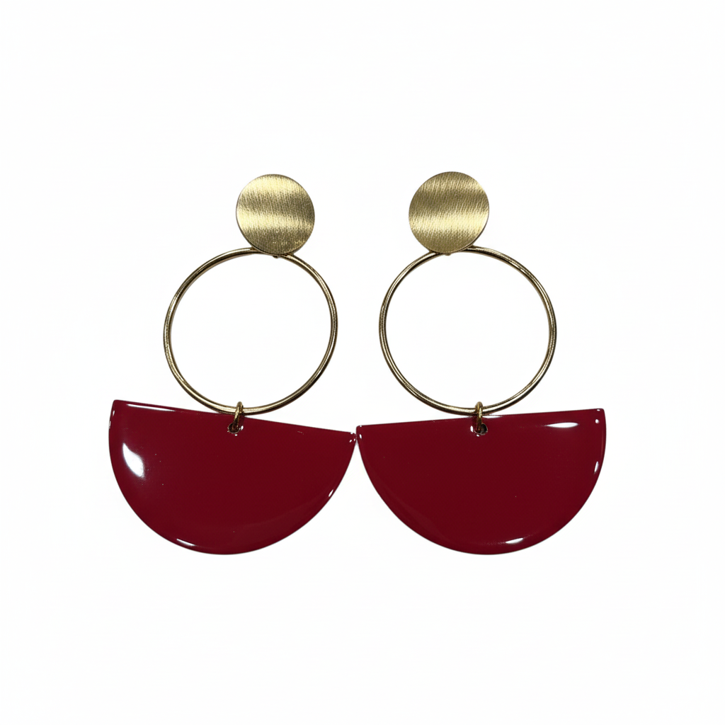 Pendientes Rosso con esmalte rojo - Vista frontal