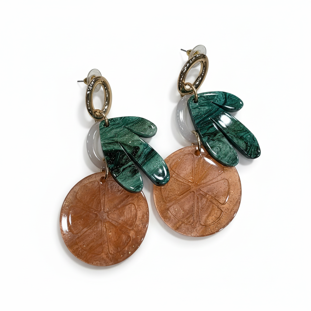 Pendientes Ananas con diseño de piña - Vista lateral