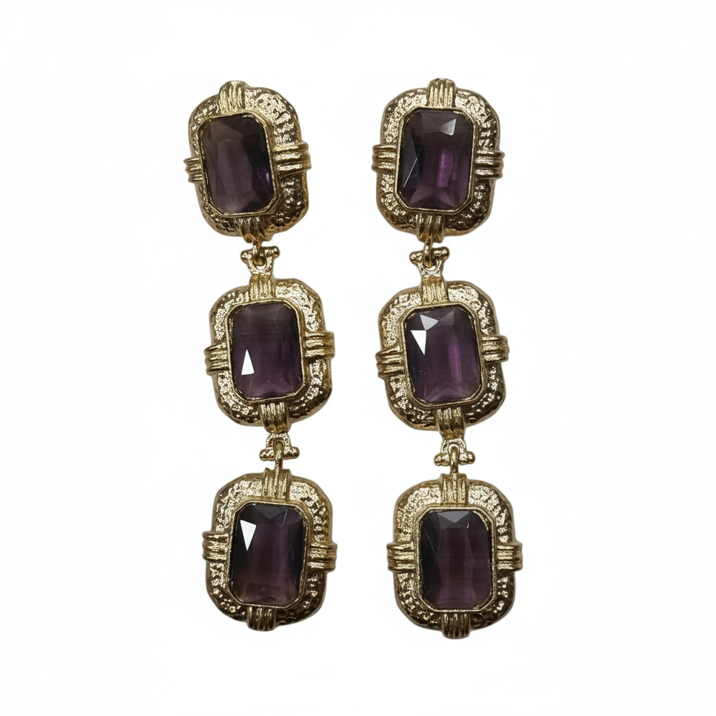 Pendientes Valentina con amatistas - Vista frontal