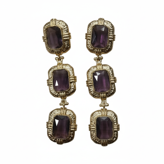 Pendientes Valentina con amatistas - Vista frontal