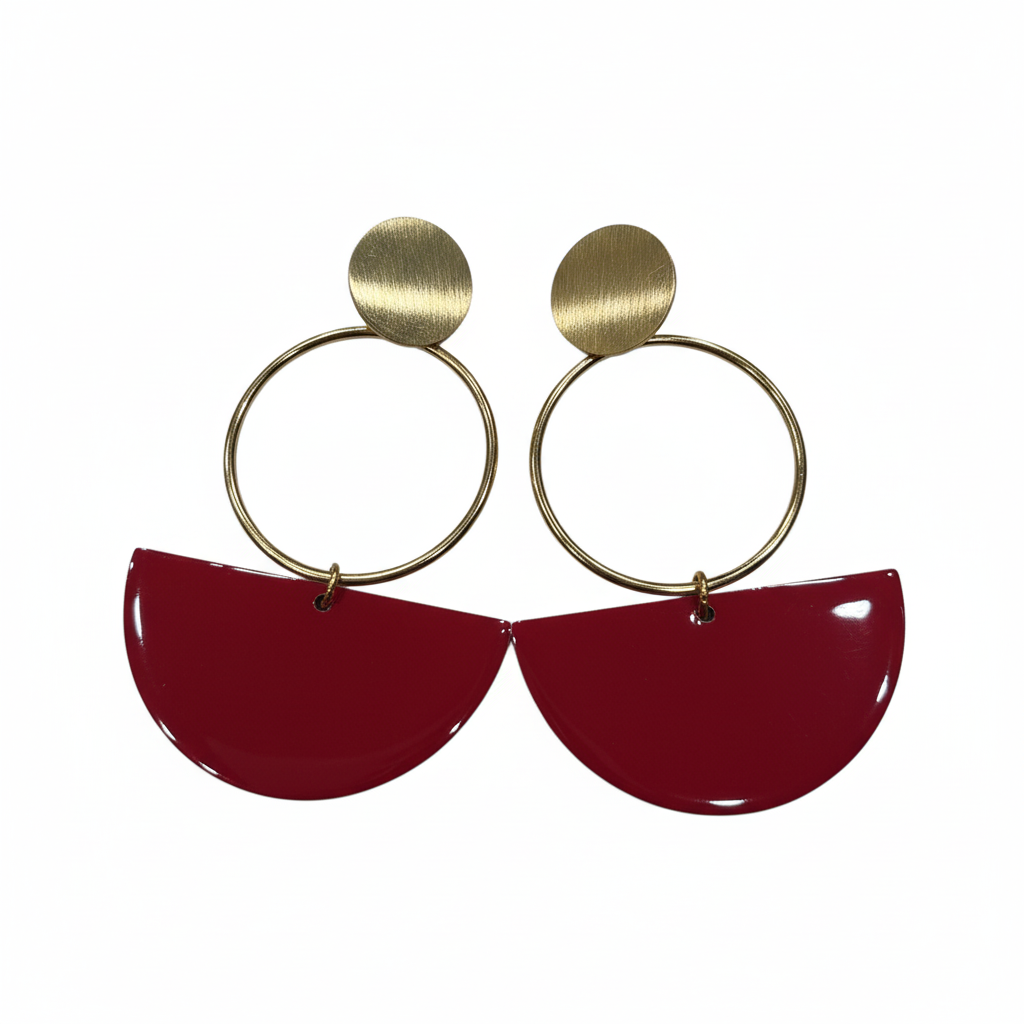 Pendientes Rosso con esmalte rojo - Vista tres cuartos