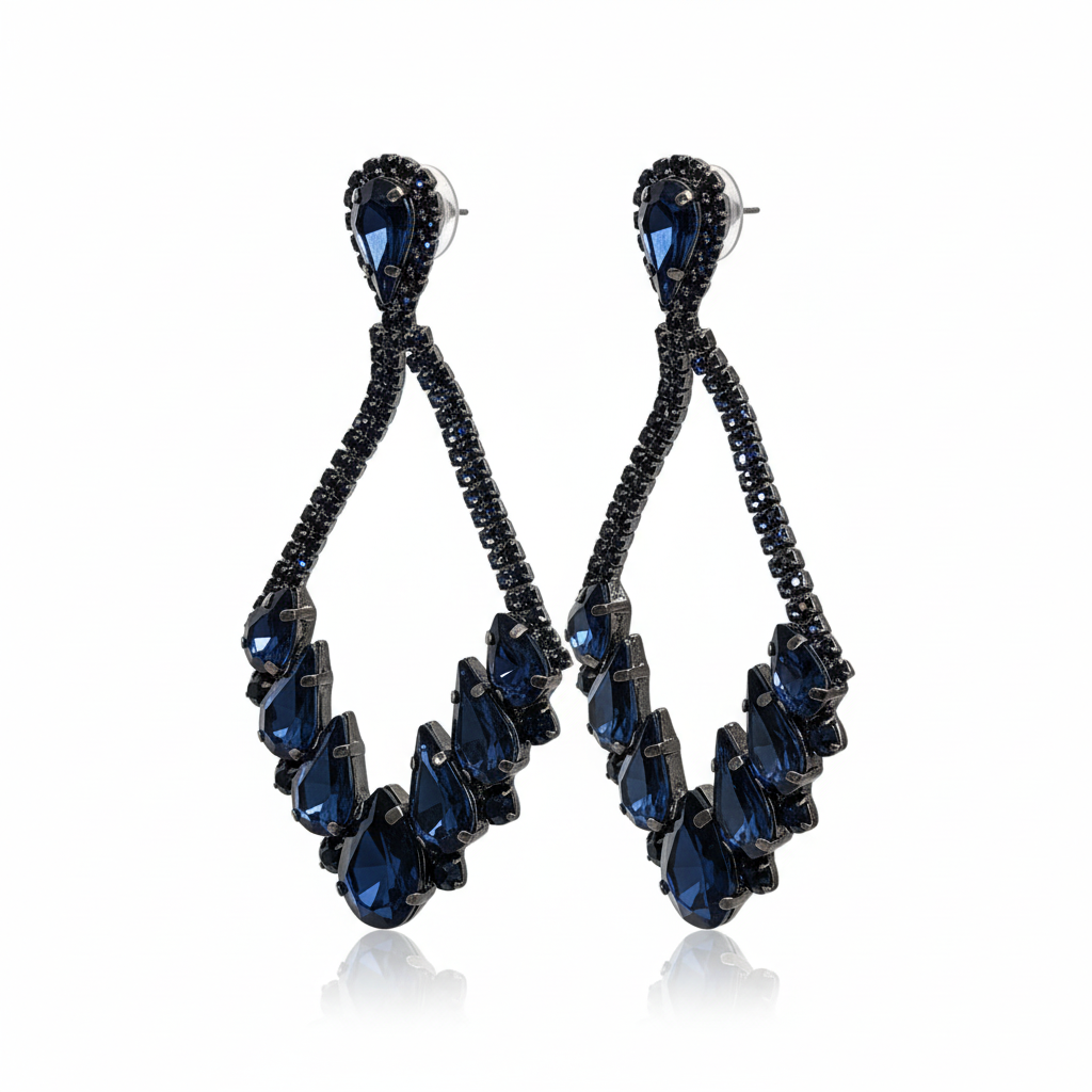 Pendientes Zaffiro con cristales azules - Vista tres cuartos