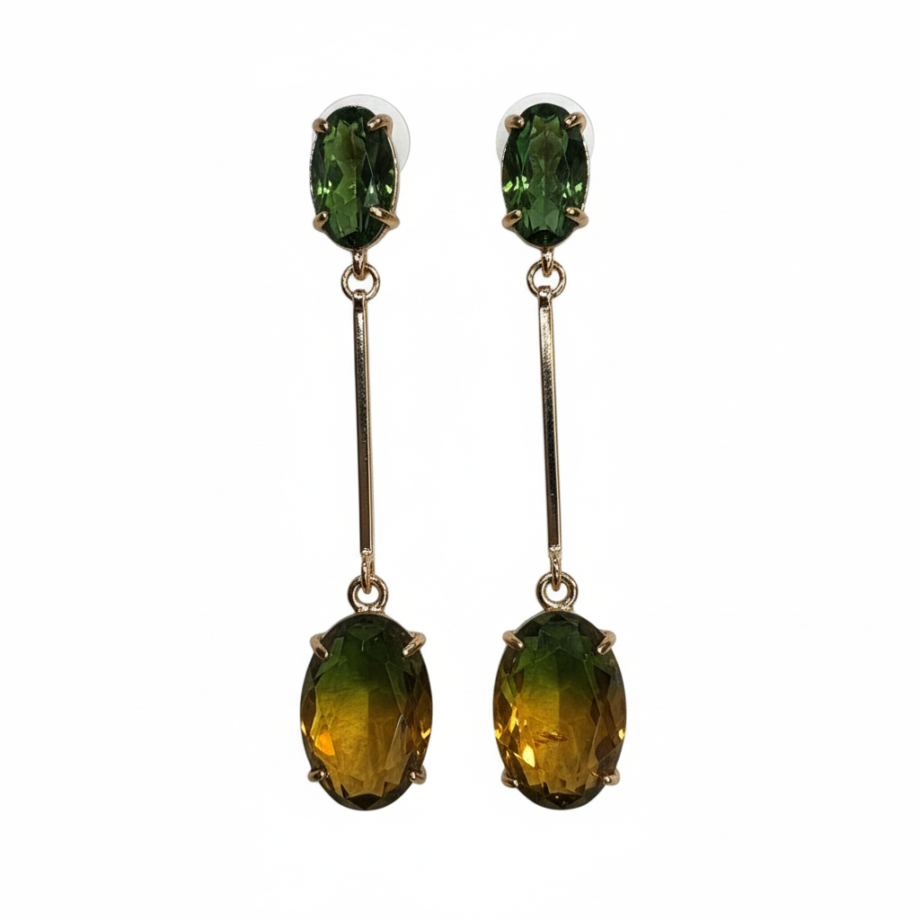 Pendientes Oliva con cristal degradado - Vista frontal