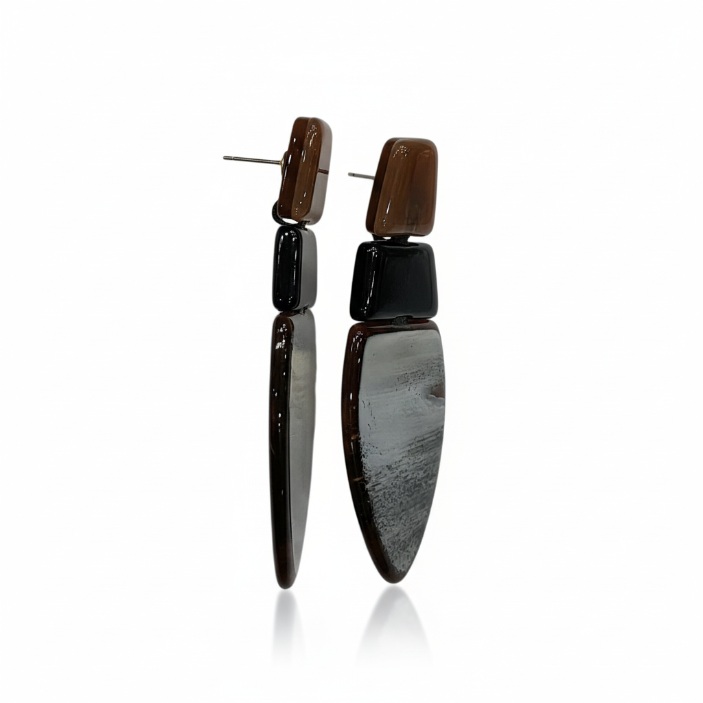Pendientes Notte con acrílico esmaltado - Vista lateral