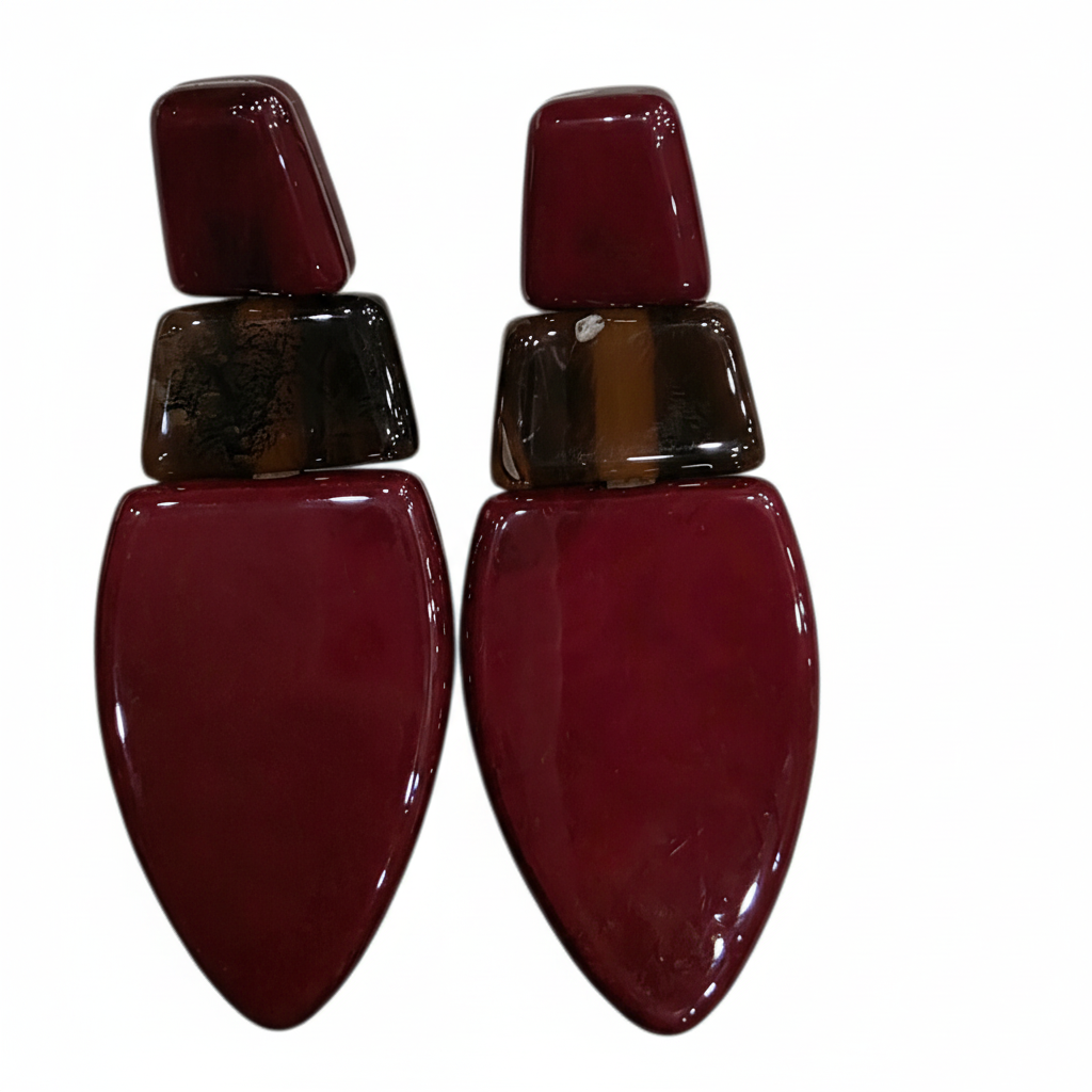 Pendientes Vino con acrílico satinado - Detalle