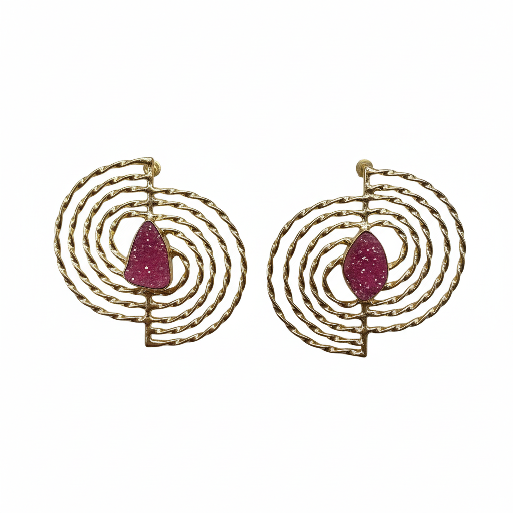 Pendientes Agata Rosa - Vista frontal